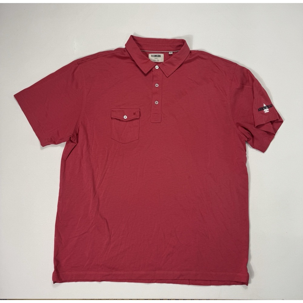 Linksoul Men’s 2XL Tempus Fugit Polo Shirt Red Golf Arrowhead Modern Pocket